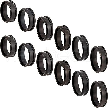 Unicraftale 12Pcs 6 Style Stainless Steel Grooved Finger Ring Settings STAS-UN0031-37-1