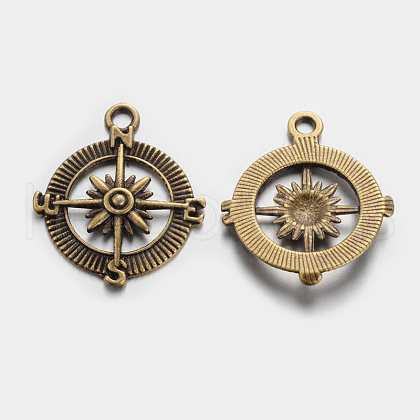 Tibetan Style Alloy Helm Pendants TIBEP-12683-AB-FF-1