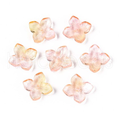Baking Painted Transparent Glass Bead Caps DGLA-N014-04A-1