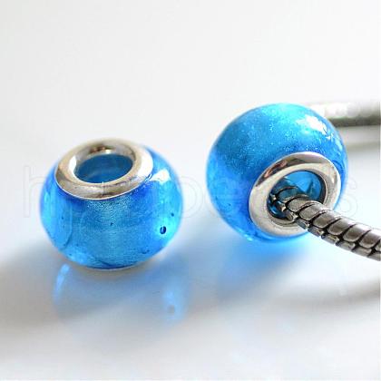 Handmade Silver Foil Glass European Beads LPDL-R008-06-1