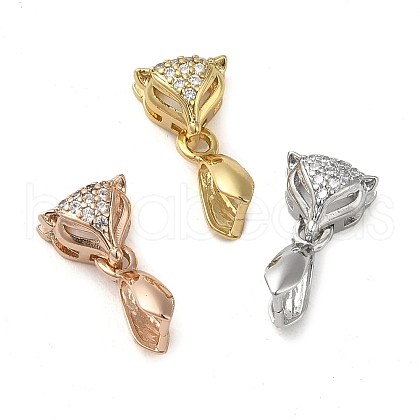 Rack Plating Brass Micro Pave Clear Cubic Zirconia Ice Pick Pinch Bails KK-K340-07-1