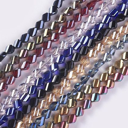 Electroplate Glass Beads Strands EGLA-E057-04B-1