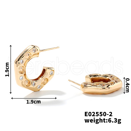 Copper Geometric Micro Zircon Stud Earrings KI5789-2-1