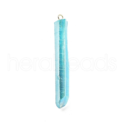 Electroplated Natural Quartz Pendants G-P315-B01-11G-1
