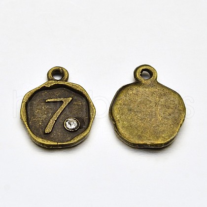 Antique Bronze Plated Alloy Rhinestone Charms ALRI-J153-07-NF-1