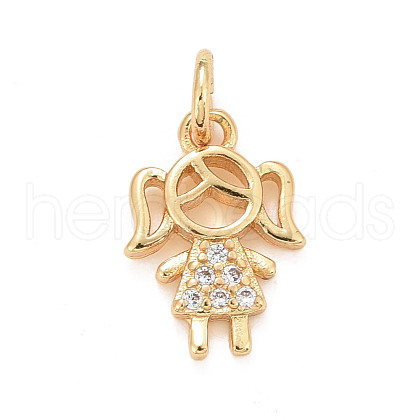 Eco-Friendly Brass Micro Pave Cubic Zirconia Pendants KK-M225-15G-1