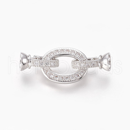 Brass Micro Pave Cubic Zirconia Fold Over Clasps KK-P164-18P-1