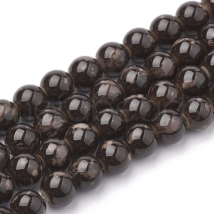 Baking Painted Round Glass Bead Strands DGLA-S084-6mm-52-1