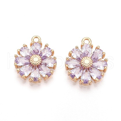 Real 18K Gold Plated Brass Micro Pave Cubic Zirconia Pendants X-KK-S360-043B-NF-1