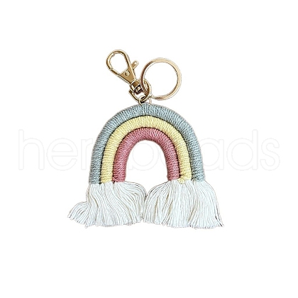 Boho Rainbow Keychain Mini Macrame Rainbow Cute Keychain Weaving Rainbow Tassel Keychain for Women Girls FIND-SZC0013-276-1
