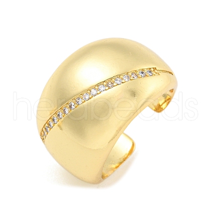 Clear Cubic Zirconia Wide Open Cuff Ring RJEW-L121-014G-1