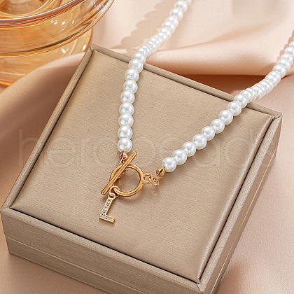 Alloy Crystal Rhinestone Letter Pendant Necklaces FS-WG0709C-07-1
