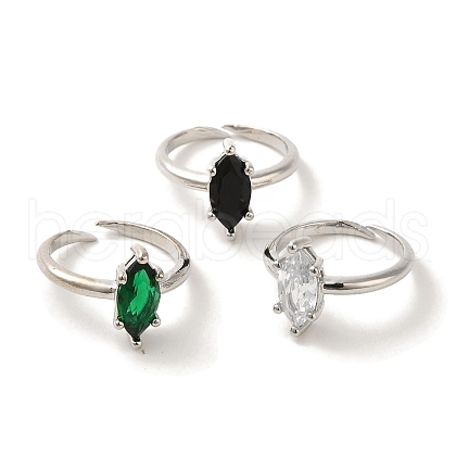 Mother's Day Rings Rack Plating Brass Micro Pave Cubic Zirconia Adjustable Rings RJEW-H228-03P-1