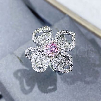 Brass Rhinestone Finger Rings for Women FS-WGC1A7E-01-1