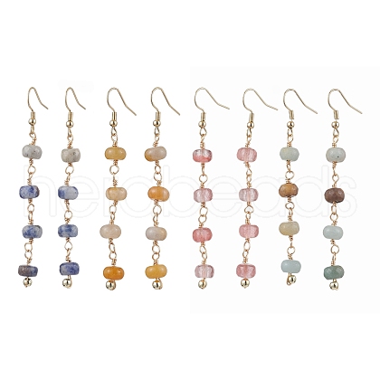 Topaz Jade/Cherry Quartz Glass/Blue Spot Jasper/Flower Amazonite Dangle Earrings EJEW-JE06062-1