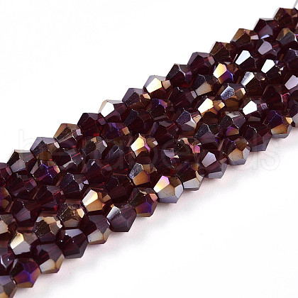 Transparent Electroplate Glass Beads Strands EGLA-A039-T4mm-B30-1