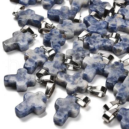 Natural Blue Spot Jasper Pendants G-Z067-04P-08-1