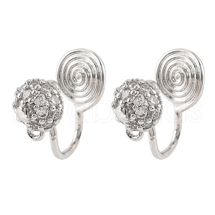 Brass Clip-on Earrings Findings KK-K371-27B-P-1