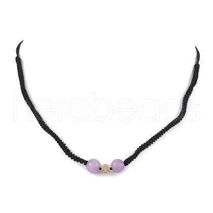 Adjustable Natural Dyed Yellow Jade & Brass Pendant Necklaces NJEW-JN04944-1