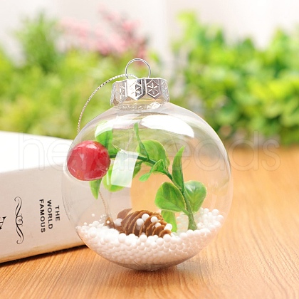 Transparent Plastic Fillable Ball Pendants Decorations XMAS-PW0002-02B-08-1
