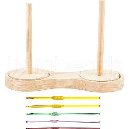 BENECREAT 1 Set Rotatable Wooden Yarn Skein Spinner DIY-BC0005-79-1