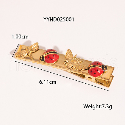 Ladybug Stainless Steel Enamel Alligator Hair Clips for Women ZG3114-3-1