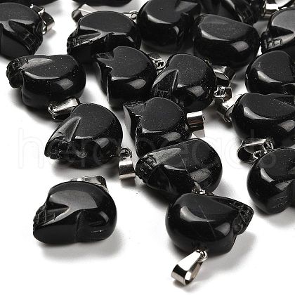 Natural Obsidian Pendants G-Z067-02P-04-1