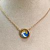 Brass Royal Blue Resin Sport Ball Pendant Necklaces for Women FS-WGDA3A1-06-1