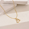Elegant Hollow Brass Pave Cubic Zirconia Heart Pendant Double Layer Necklaces ZP2718-3-3