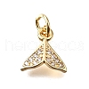 Fishtail Brass Micro Pave Cubic Zirconia Charms KK-L230-14G-1