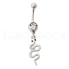 Alloy Rhinestone Snake Curved Barbell Belly Rings AJEW-R007-03P-05-4