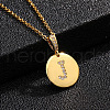 Brass Micro Pave Clear Cubic Zirconia Flat Round with Letter Pendant Necklaces FS-WG00655-10-1