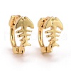 Fish Bone Brass Huggie Hoop Earrings EJEW-C012-09-1