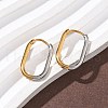 304 Stainless Steel Two Tone Hoop Earrings EJEW-P313-01C-G-2