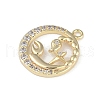 Brass Micro Pave Clear Cubic Zirconia Pendants FIND-B077-02G-03-2