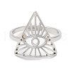 304 Stainless Steel Triangle with Horse Eye Adjustable Ring for Women RJEW-M149-10P-1