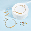 Unicraftale 304 Stainless Steel Blank Rectangle Link Bracelet with Birth Stone Charms DIY Making Kit DIY-UN0056-20-2