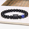 12 Constellations Protetion Lapis Lazuli & Black Obsidian  Round Beads Stretch Bracelets for Men Women WG083ED-10-1