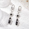 Copper Wire Wrapped Natural Obsidian Pointed Bullet Pendant Decorations HJEW-JM03104-07-2