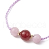 Natural Quartz & Carnelian Round Beaded Bracelets BJEW-JB11990-3