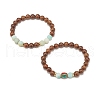 Wood Beaded Stretch Bracelet Sets BJEW-JB07735-4