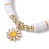 5Pcs 5 Styles Daisy Flower Alloy Enamel Charm Bracelet Sets BJEW-JB10545-4
