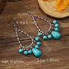Bohemian Fringed Synthetic Turquoise Dangle Earrings LN9016-3-2