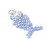 Glass Seed Beaded Fish Pendants PALLOY-MZ00666-03-3