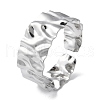 304 Stainless Steel Textured Open Cuff Bangle for Women BJEW-Q770-02P-1