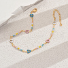 Bohemian Style Brass Enamel Heart & Porcelain Colorful Beaded Anklets for Women Vacation Beach DX4433-2