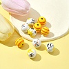 10Pcs 4 Styles Printed Natural Wood European Beads WOOD-FS0001-16-3