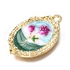 Flower Alloy Enamel Pendants ENAM-K076-07E-G-2
