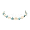Natural Shell & Synthetic Turquoise Starfish Beaded Necklace with 304 Stainless Steel Clasps NJEW-TA00107-01-2