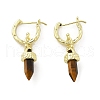 Natural Tiger Eye Hoop Earrings EJEW-P306-01G-09-4
